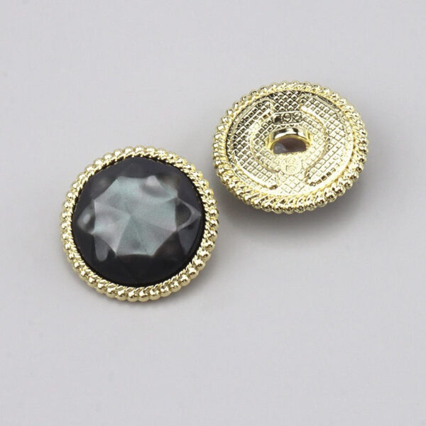 Black Beige Brown Round Diamond Cut Resin Alloy Shank Buttons 15 Pack - Image 4