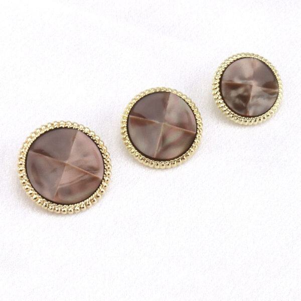 Pearl Luster Faceted Resin Metal Shank Buttons for Outerwear 15 Pack - Image 3