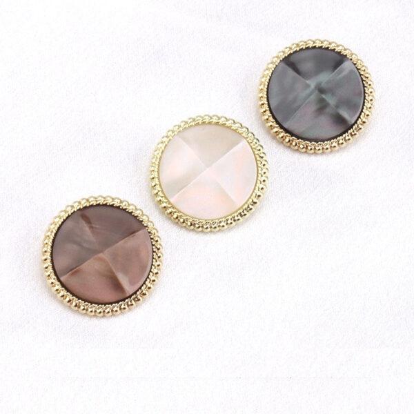 Pearl Luster Faceted Resin Metal Shank Buttons for Outerwear 15 Pack - Image 2
