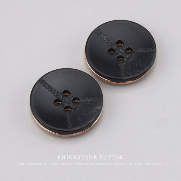 Zipper Pattern Black Beige Khaki Round Flat Resin Metal Buttons 25 Pack - Image 5