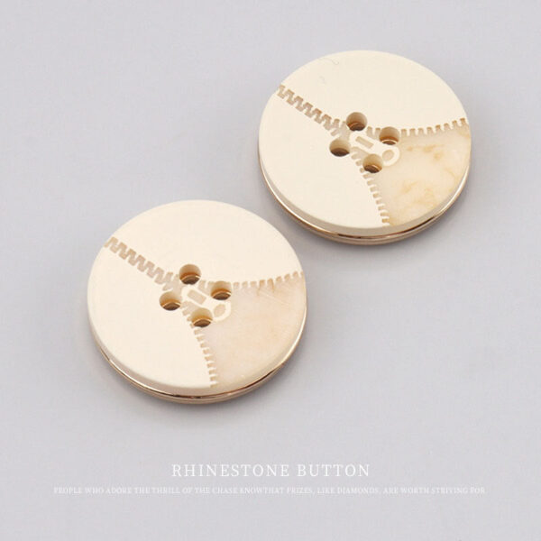 Zipper Pattern Black Beige Khaki Round Flat Resin Metal Buttons 25 Pack - Image 6