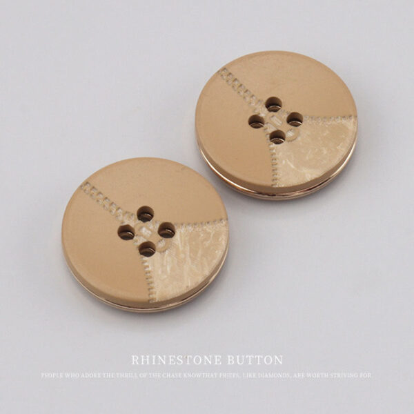 Zipper Pattern Black Beige Khaki Round Flat Resin Metal Buttons 25 Pack - Image 7