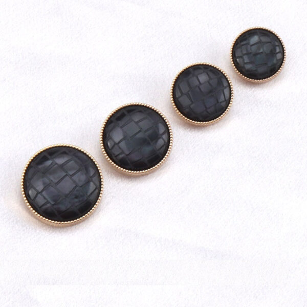 Pearl Luster Black White Brown Check Round Resin Alloy Shank Buttons 20 Pack - Image 2