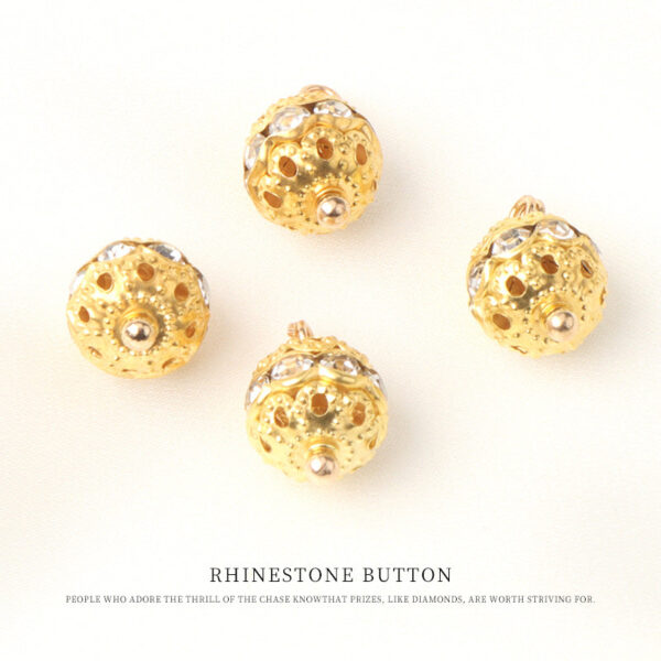 10mm Golden Metal Rhinestone Beaded Buttons for Chinese Style Shirts 20pcs - Image 3