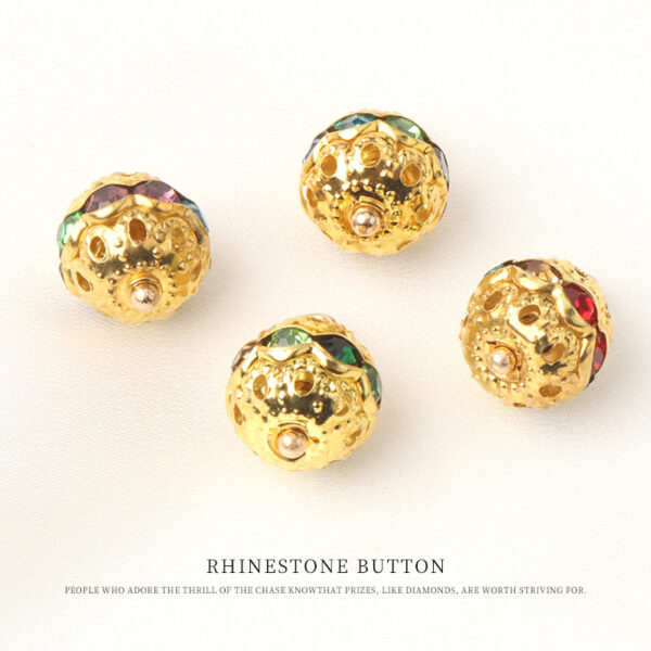 10mm Golden Metal Rhinestone Beaded Buttons for Chinese Style Shirts 20pcs - Image 4