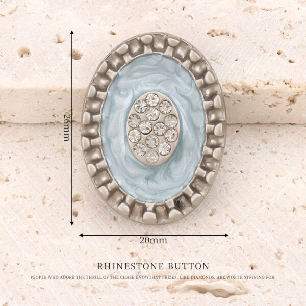 26mm Matte Golden Silver Oval Metal Rhinestone Oil Dotted Shank Buttons 2pcs - Image 5