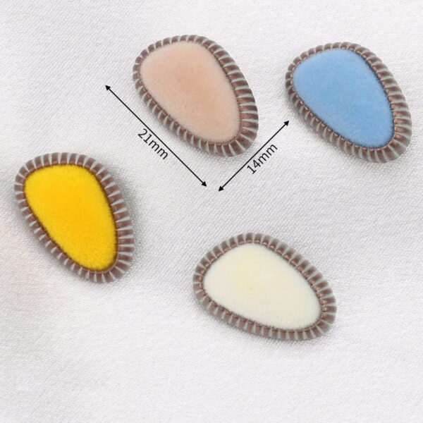 21mm Metal & Colored Flocked Combination Shank Buttons 6pcs - Image 2