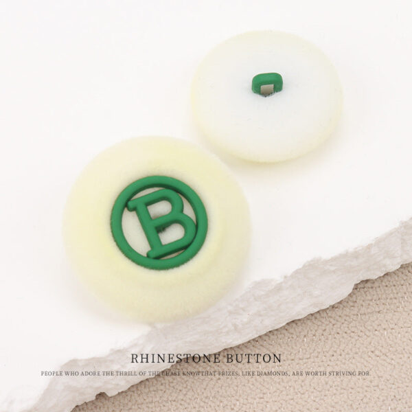 Metal Letter“B” Flocked Round Buttons with Shank 6pcs - Image 4