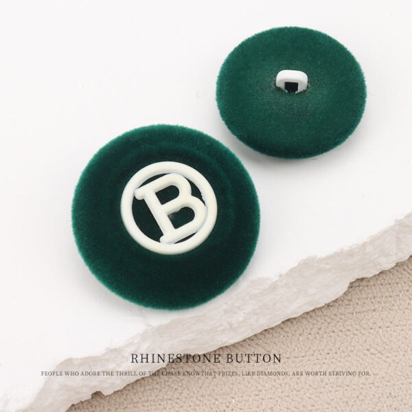 Metal Letter“B” Flocked Round Buttons with Shank 6pcs - Image 5