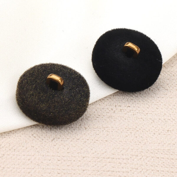 Black & Brown Flocked Metal Combination Buttons with Shank 6pcs - Image 3