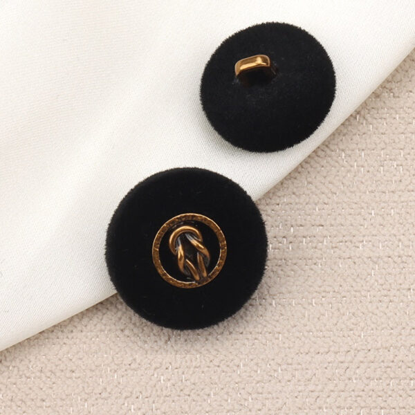 Black & Brown Flocked Metal Combination Buttons with Shank 6pcs - Image 4