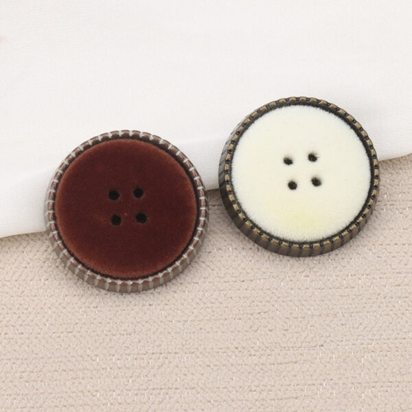 Vintage Flocked Metal Combination Buttons with Shanks for Coats 6pcs - Image 3