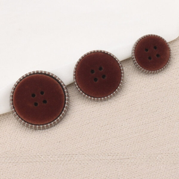 Vintage Flocked Metal Combination Buttons with Shanks for Coats 6pcs - Image 2