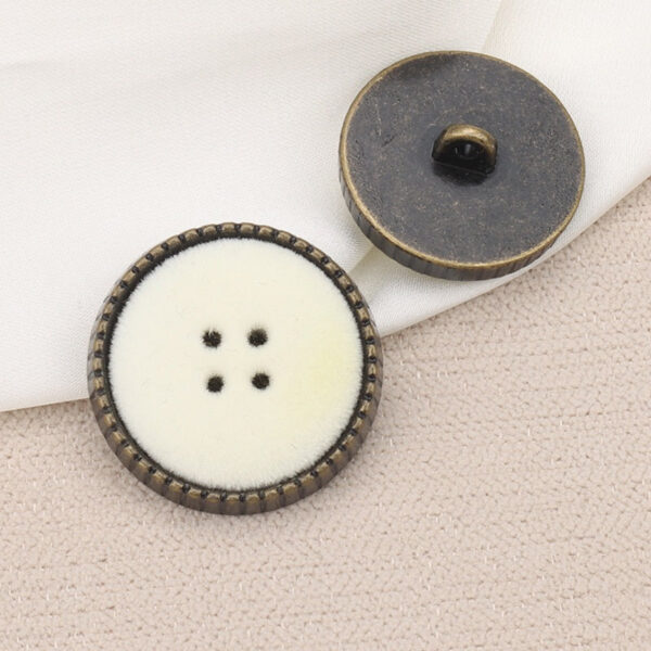 Vintage Flocked Metal Combination Buttons with Shanks for Coats 6pcs - Image 4