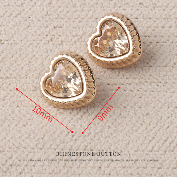 Heart Drop Shaped Oval Rectangular Metal Crystal Small Buttons 10pcs - Image 4