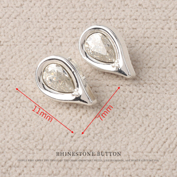 Heart Drop Shaped Oval Rectangular Metal Crystal Small Buttons 10pcs - Image 7