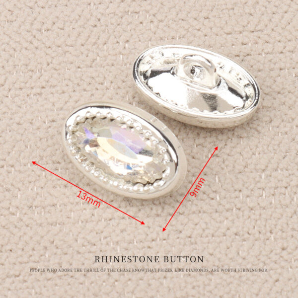 Heart Drop Shaped Oval Rectangular Metal Crystal Small Buttons 10pcs - Image 9