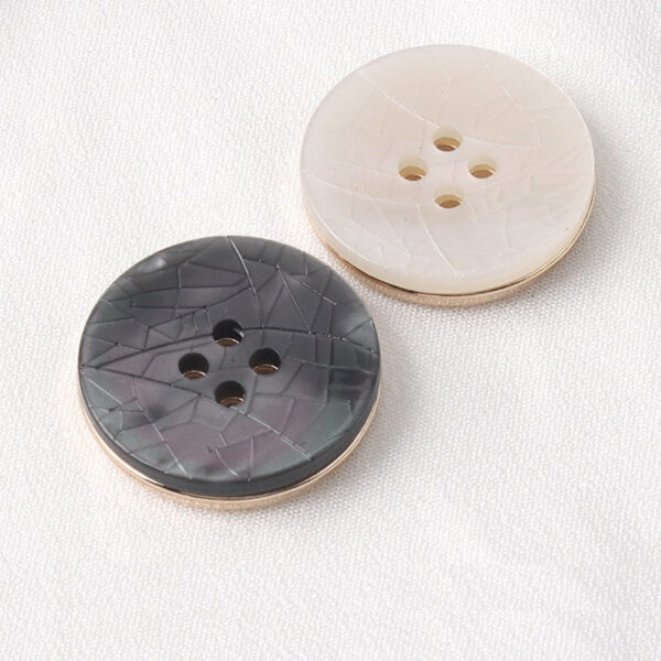 Black White Cracked Texture Resin Metal Round Four Hole Buttons 20 Pack - Image 2