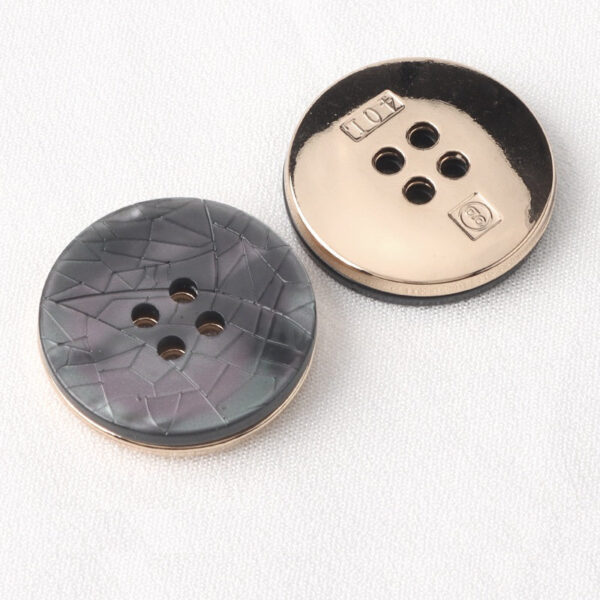 Black White Cracked Texture Resin Metal Round Four Hole Buttons 20 Pack - Image 4