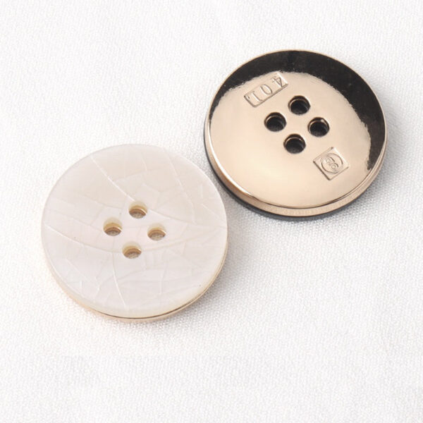 Black White Cracked Texture Resin Metal Round Four Hole Buttons 20 Pack - Image 3