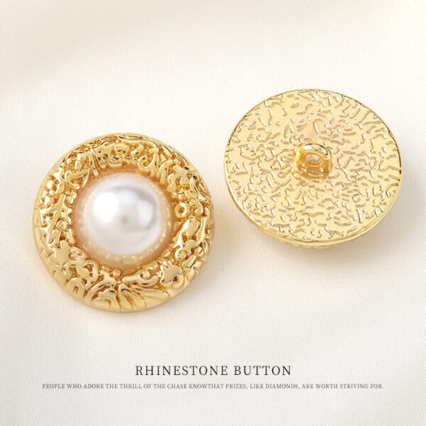 Retro Palace Golden Metal Pearl Button for Coats Sweaters 6pcs - Image 2