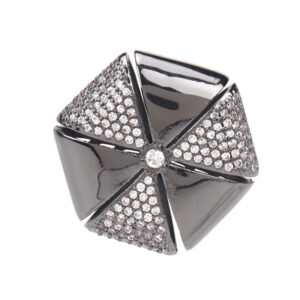 Gunmetal Black Copper Hollow Diamonds Button for Fur Coats Jackets 2pcs