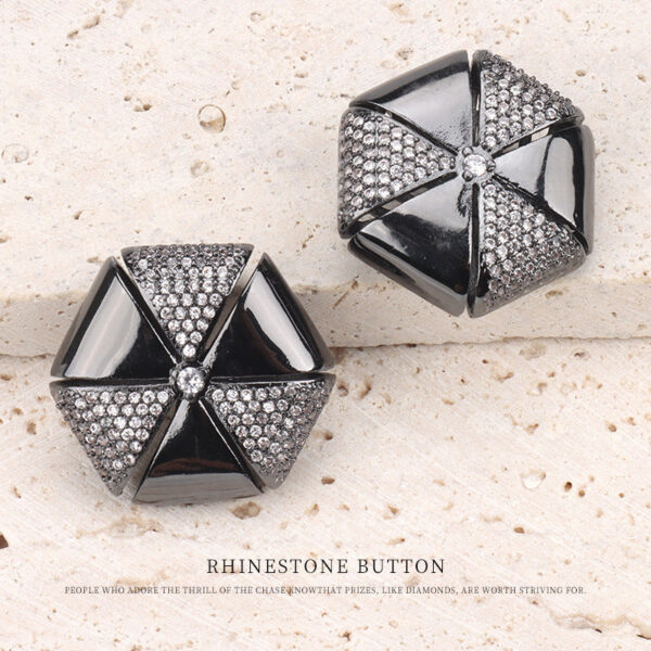 Gunmetal Black Copper Hollow Diamonds Button for Fur Coats Jackets 2pcs - Image 2