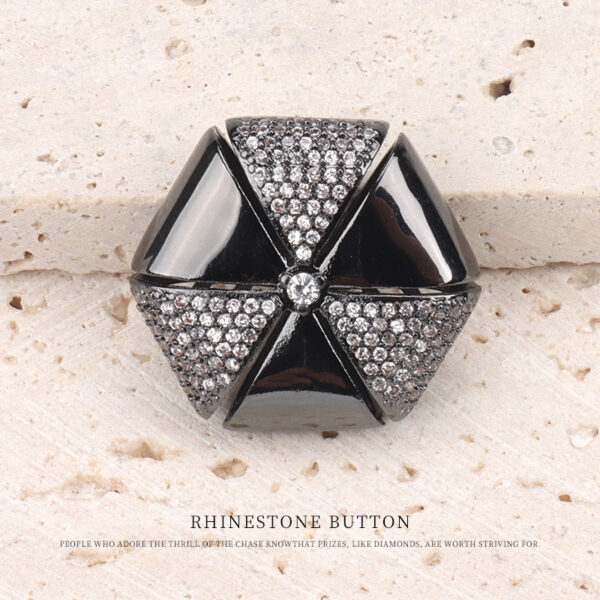 Gunmetal Black Copper Hollow Diamonds Button for Fur Coats Jackets 2pcs - Image 4
