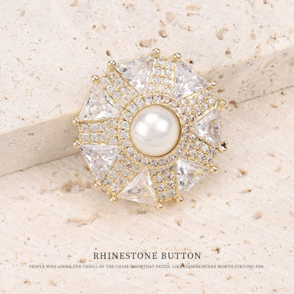Umbrella-Shaped Copper Zircon and Pearl Button for Coat 2pcs - Image 5
