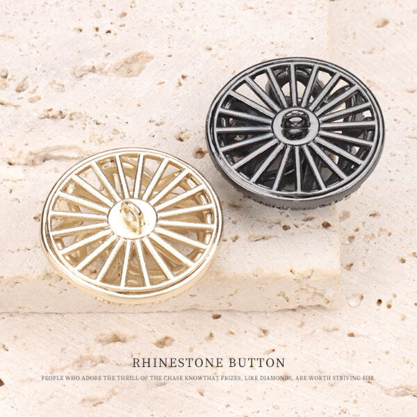 Hollowed Flower-Shaped Zircon Diamonds Copper Button 2pcs - Image 3