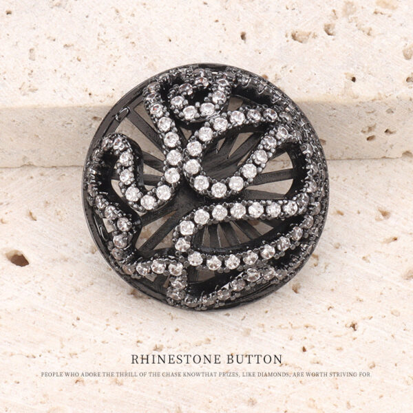 Hollowed Flower-Shaped Zircon Diamonds Copper Button 2pcs - Image 6