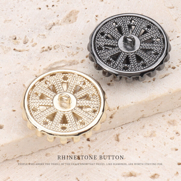 Hollowed Flower-Shaped Zircon Electroplated Copper Button for Fur Coats 2pcs - Image 3
