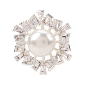 36L All-Copper Zircon and Pearl Coat Decorative Button 2PCS