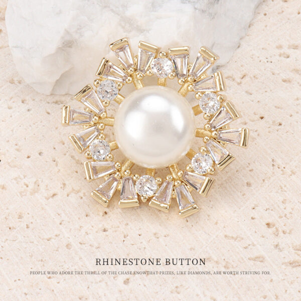 36L All-Copper Zircon and Pearl Coat Decorative Button 2PCS - Image 5