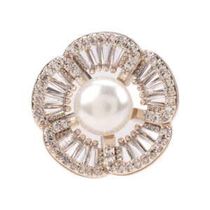 24mm Copper Floral Zircon Pearl Button for Fashion Sweaters 2pcs