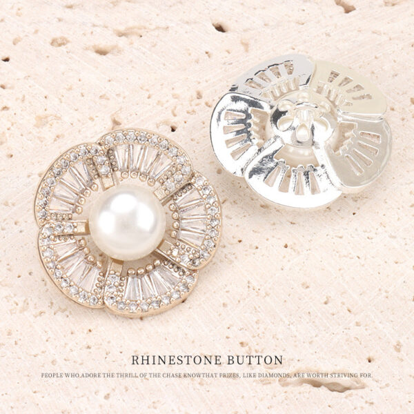 24mm Copper Floral Zircon Pearl Button for Fashion Sweaters 2pcs - Image 4