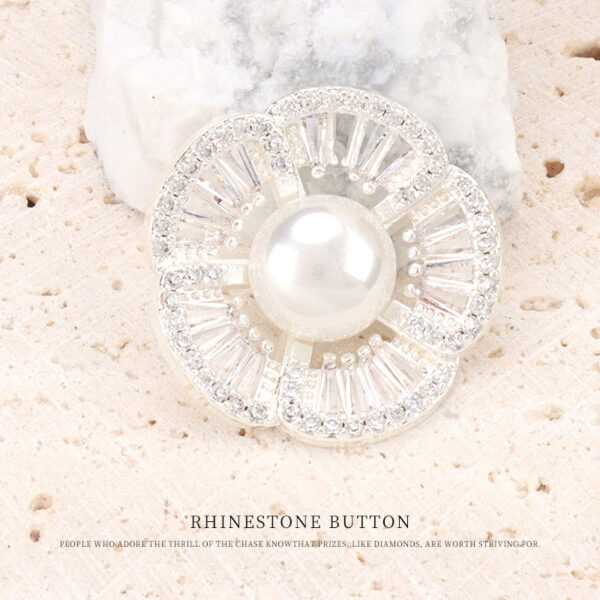 24mm Copper Floral Zircon Pearl Button for Fashion Sweaters 2pcs - Image 6