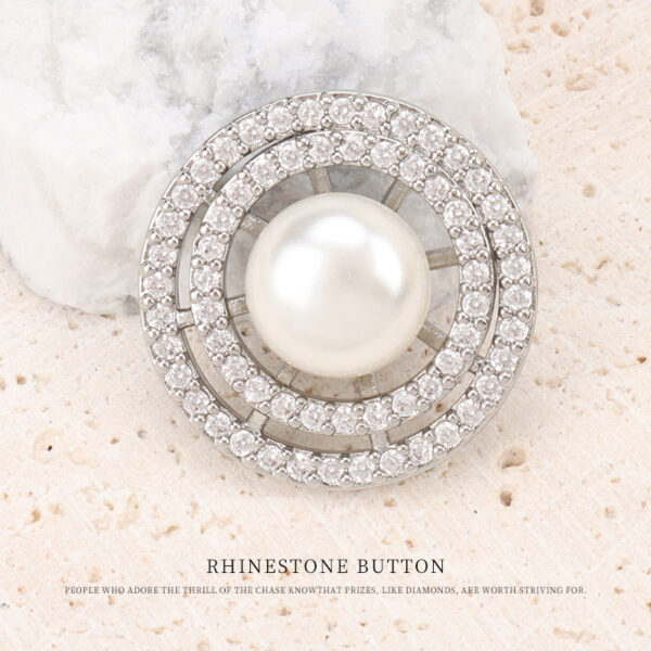 Double Ring Pearl and Zircon Copper Button for Coats 2pcs - Image 5