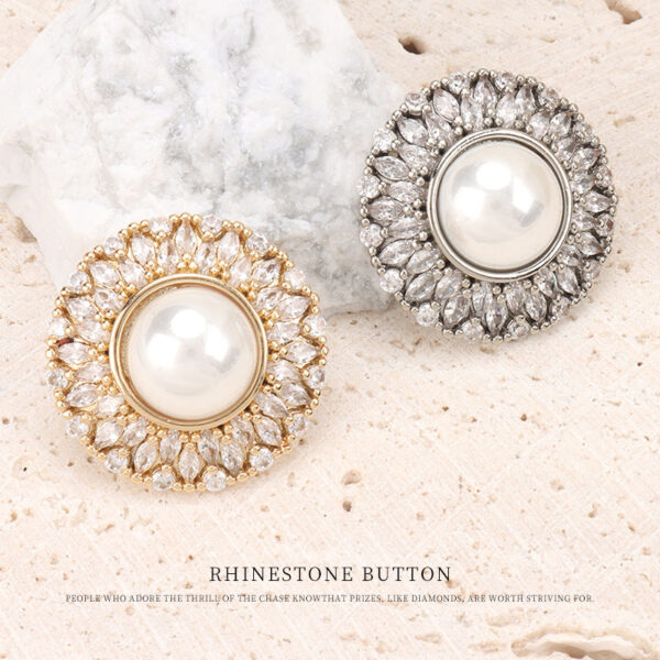 Sunflower Copper Zircon Pearl Button for Fur Coats Sweaters 2pcs - Image 3