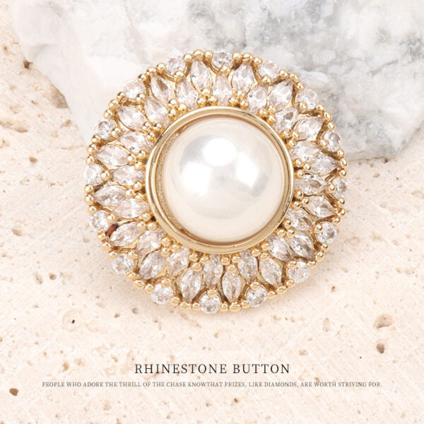 Sunflower Copper Zircon Pearl Button for Fur Coats Sweaters 2pcs - Image 4