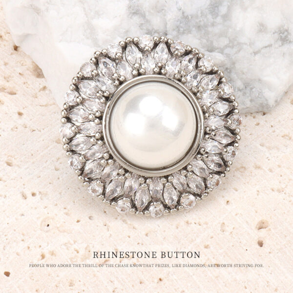 Sunflower Copper Zircon Pearl Button for Fur Coats Sweaters 2pcs - Image 5