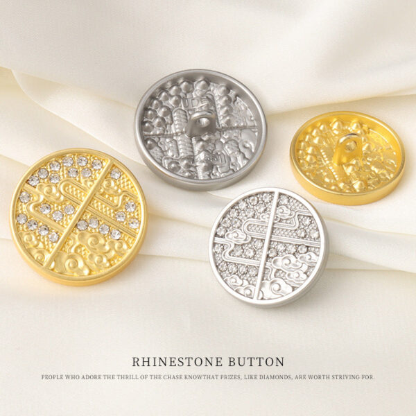 15/18/20/23mm Round Diamond Chinese Style Patterned Metal Buttons 12pcs - Image 3