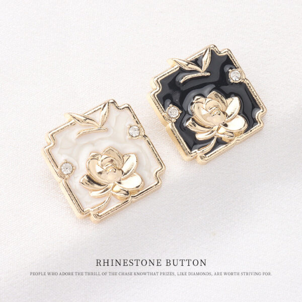 18/20mm Rose Gold Square Metal Lotus Oil Dotted Shank Buttons 12pcs - Image 2