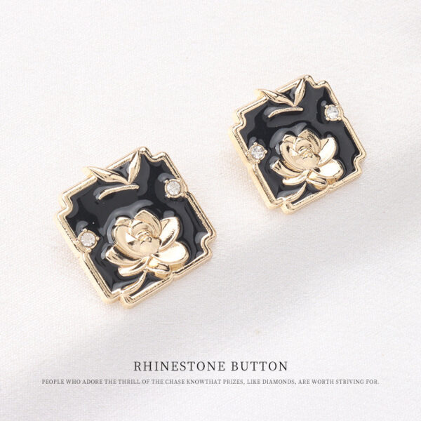 18/20mm Rose Gold Square Metal Lotus Oil Dotted Shank Buttons 12pcs - Image 3