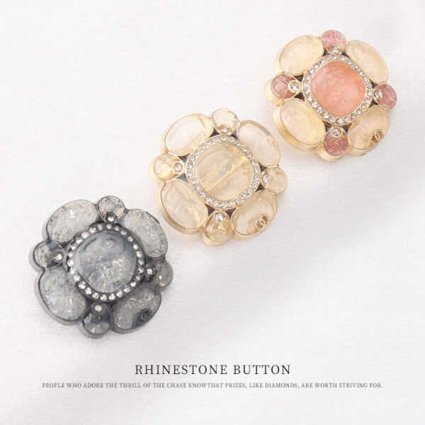 Floral Transparent Black Pink Metal Rhinestone Buttons for Women Sweater 4pcs - Image 3
