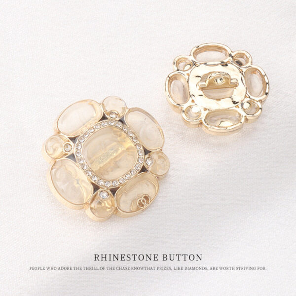 Floral Transparent Black Pink Metal Rhinestone Buttons for Women Sweater 4pcs - Image 5