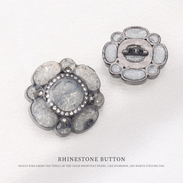 Floral Transparent Black Pink Metal Rhinestone Buttons for Women Sweater 4pcs - Image 6
