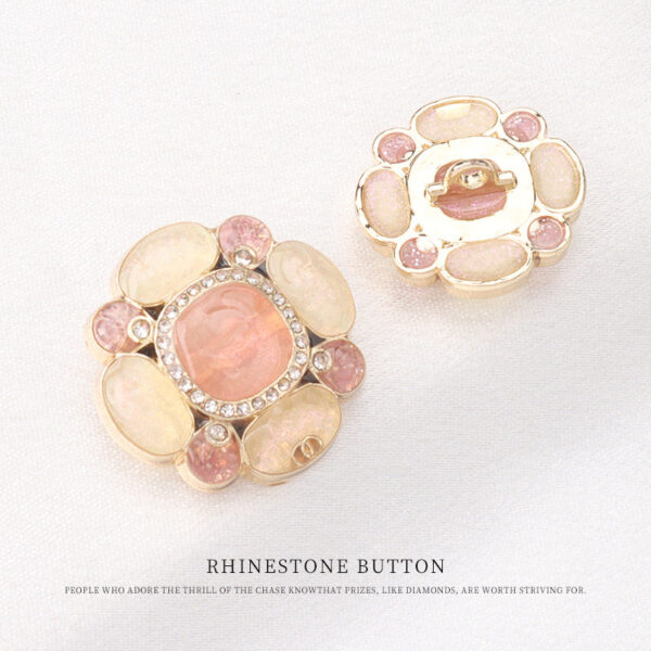 Floral Transparent Black Pink Metal Rhinestone Buttons for Women Sweater 4pcs - Image 7