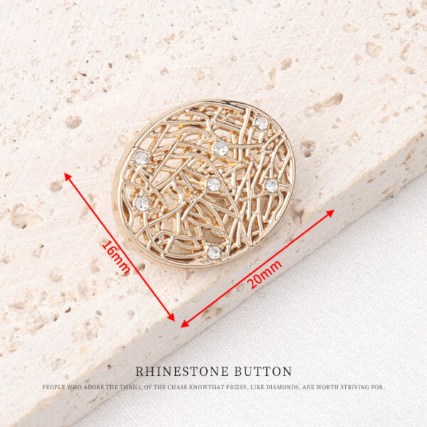Rose Gold Oval Triangle Hollow Metal Rhinestone Buttons for Jackets Sweaters 20pcs - Image 3