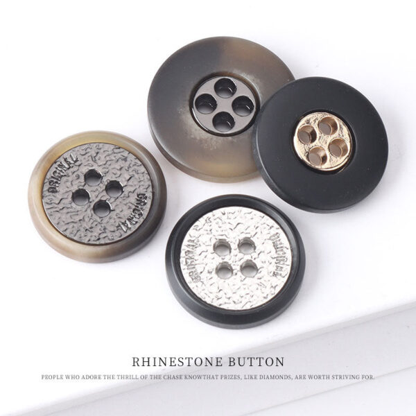 Resin Metal Four Hole Two-Tone Buttons for Cashmere Coats 20 Pack - Image 4